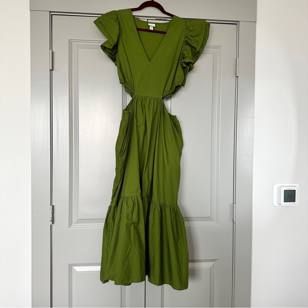 Flutter Sleeveless Cut Out Midi Dress